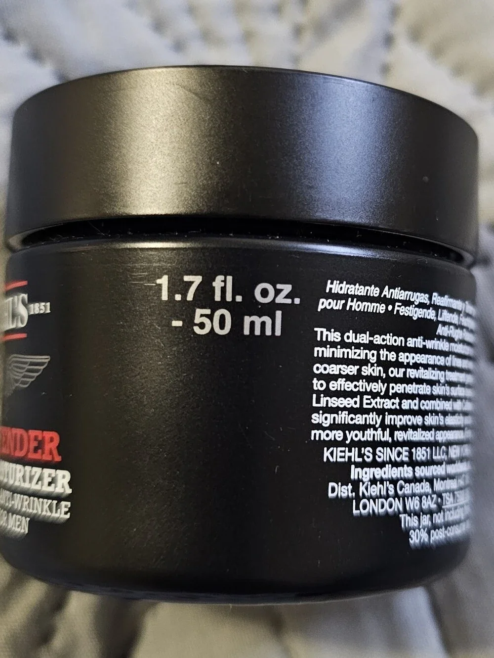Kiehl's Age Defender Cream Moisturizer Anti-Wrinkle Treatment For Men 1.7 oz